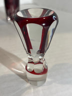 Bohemian Ruby Flash Cut Crystal Cordial Service with Original Stopper and Six Matching Glasses, Circa 1930–1950