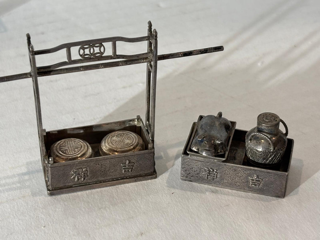 Set of Three Chinese Export Silver Miniatures by Cum Wo (錦和) Canton / Hong Kong, circa 1890–1930