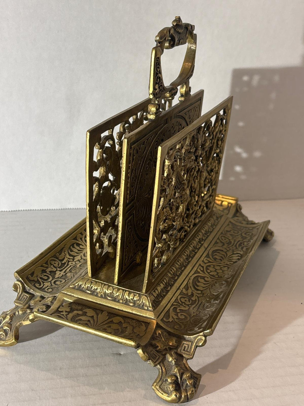 Late Victorian Heraldic Griffin Cast Bronze Letter Holder Continental European or American, Circa 1890–1910