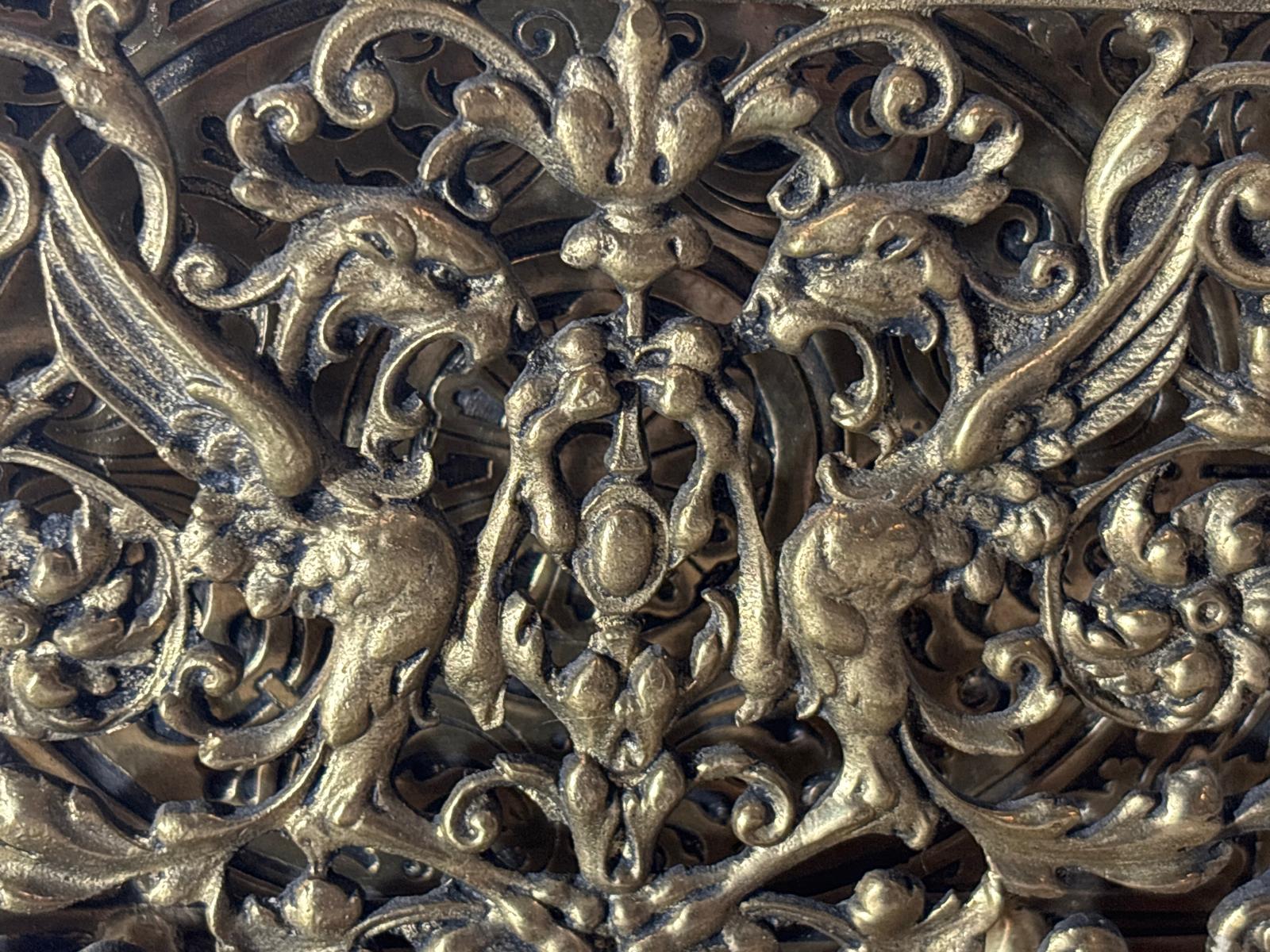 Late Victorian Heraldic Griffin Cast Bronze Letter Holder Continental European or American, Circa 1890–1910