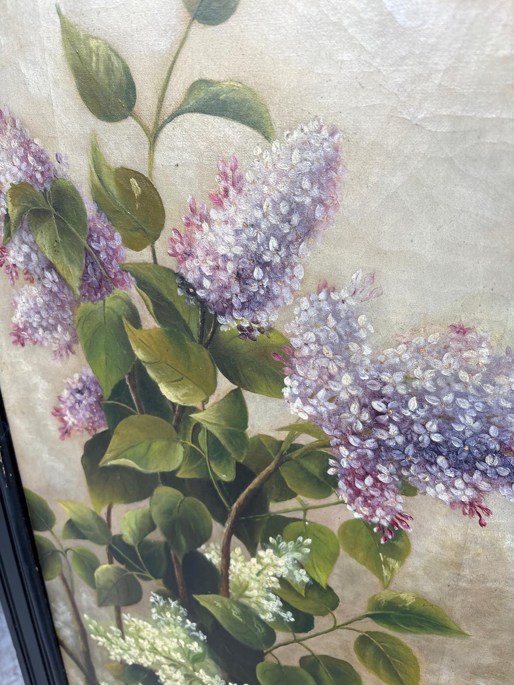 Impressive Three-Panel Hand-Painted Floral Screen circa 1900