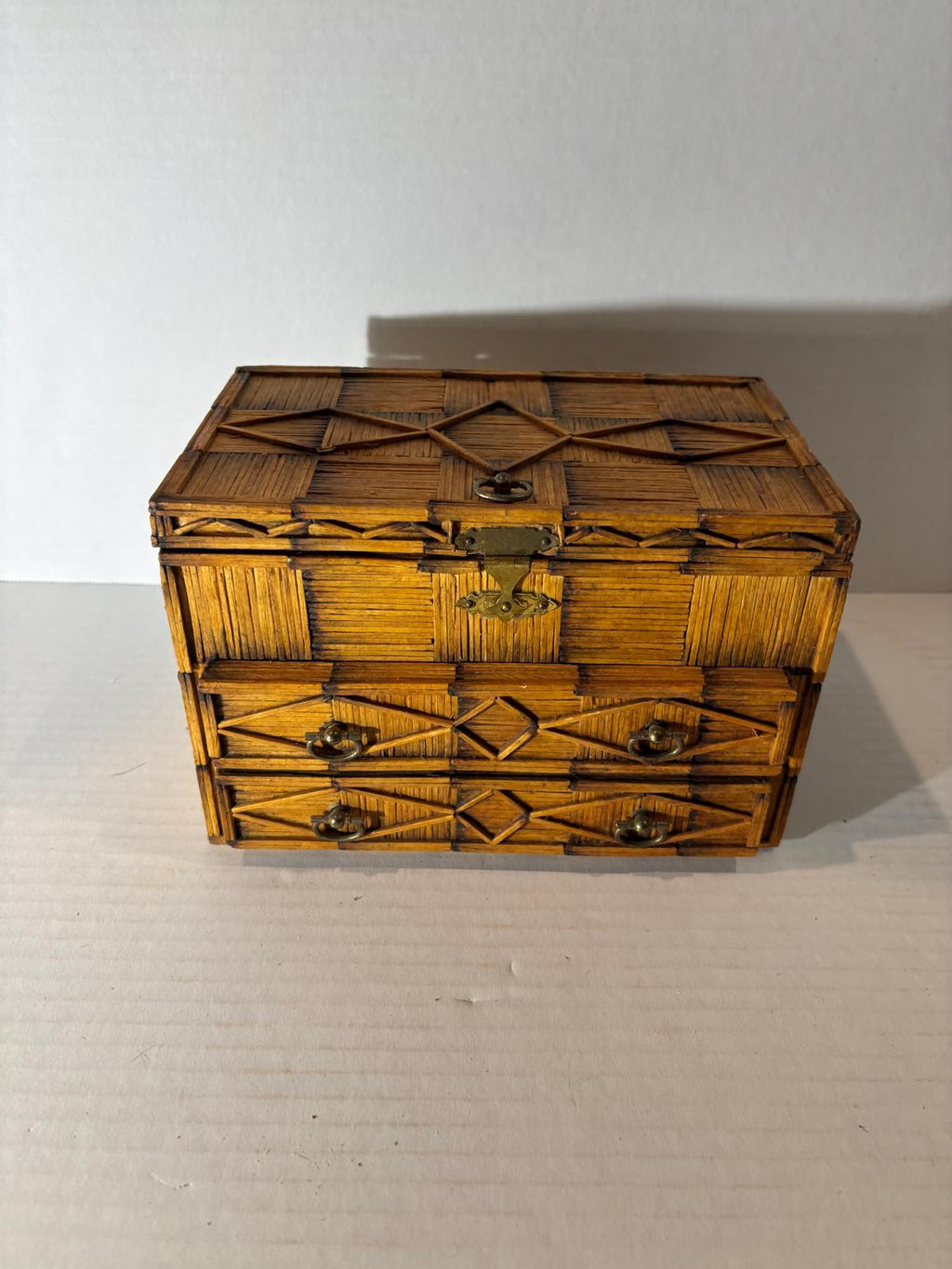 Folk Art Matchstick Jewelry Casket, circa 1930