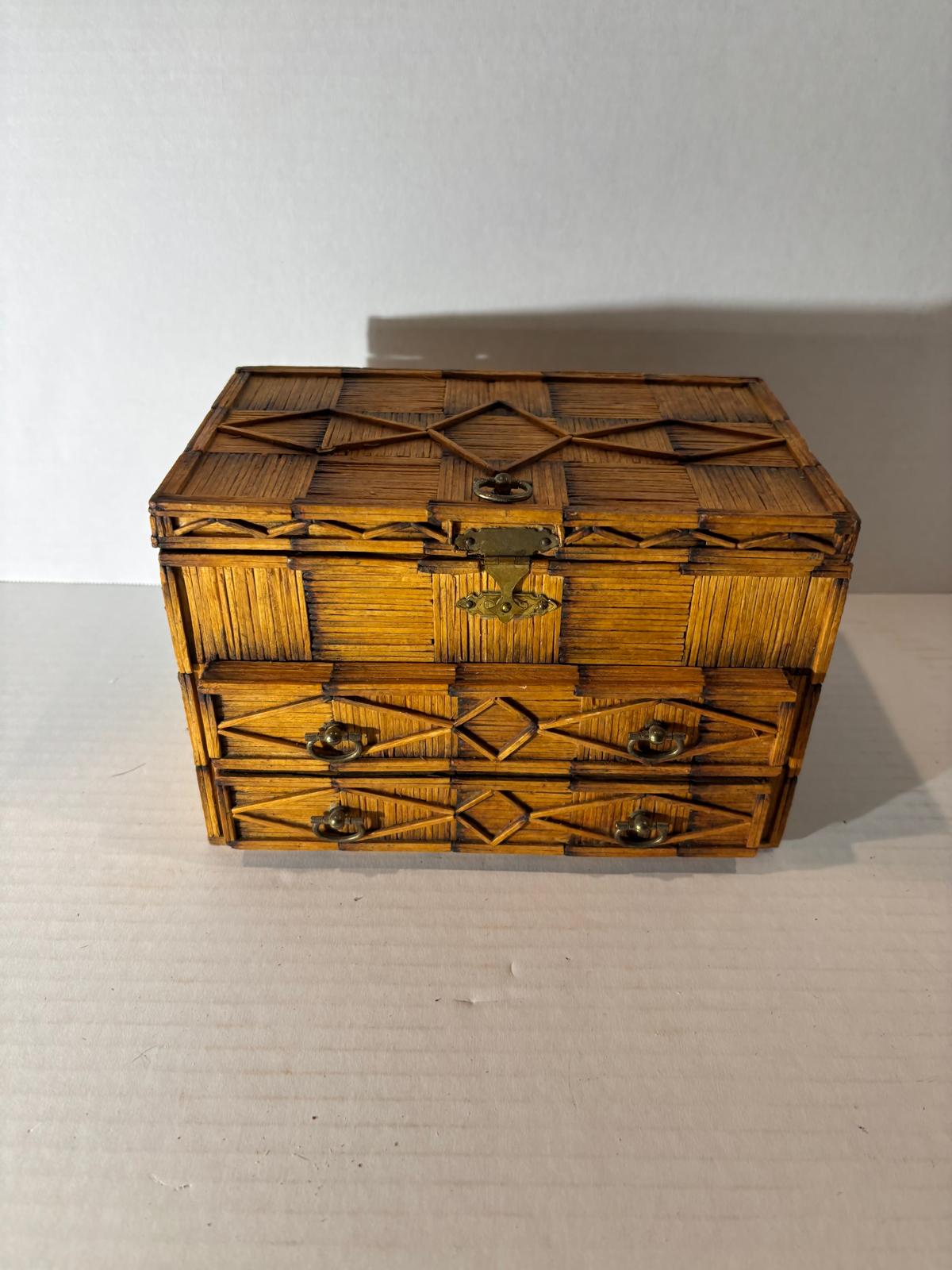 Folk Art Matchstick Jewelry Casket, circa 1930