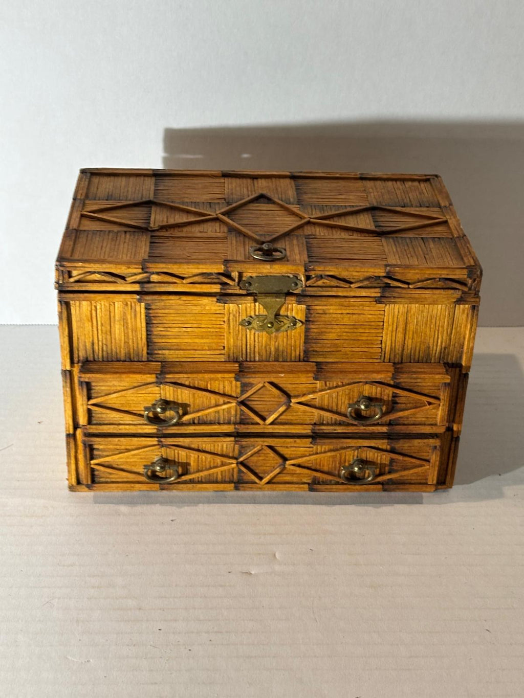 Folk Art Matchstick Jewelry Casket, circa 1930
