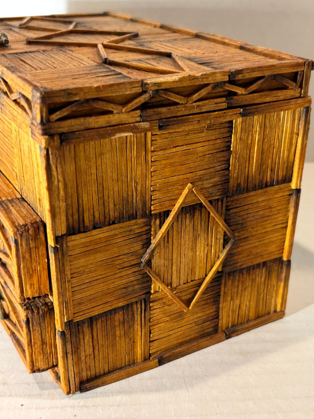 Folk Art Matchstick Jewelry Casket, circa 1930