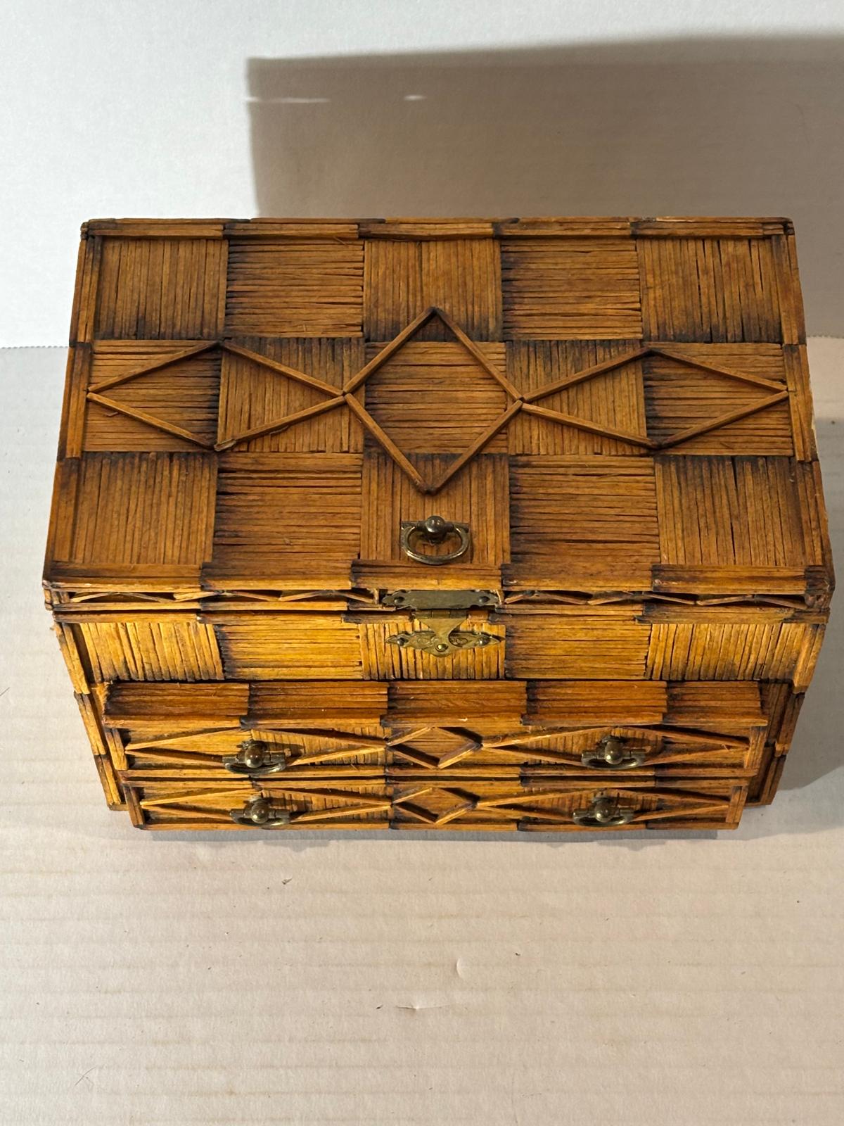 Folk Art Matchstick Jewelry Casket, circa 1930