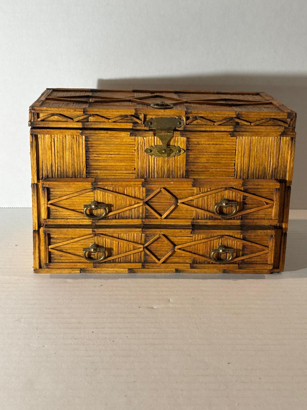 Folk Art Matchstick Jewelry Casket, circa 1930
