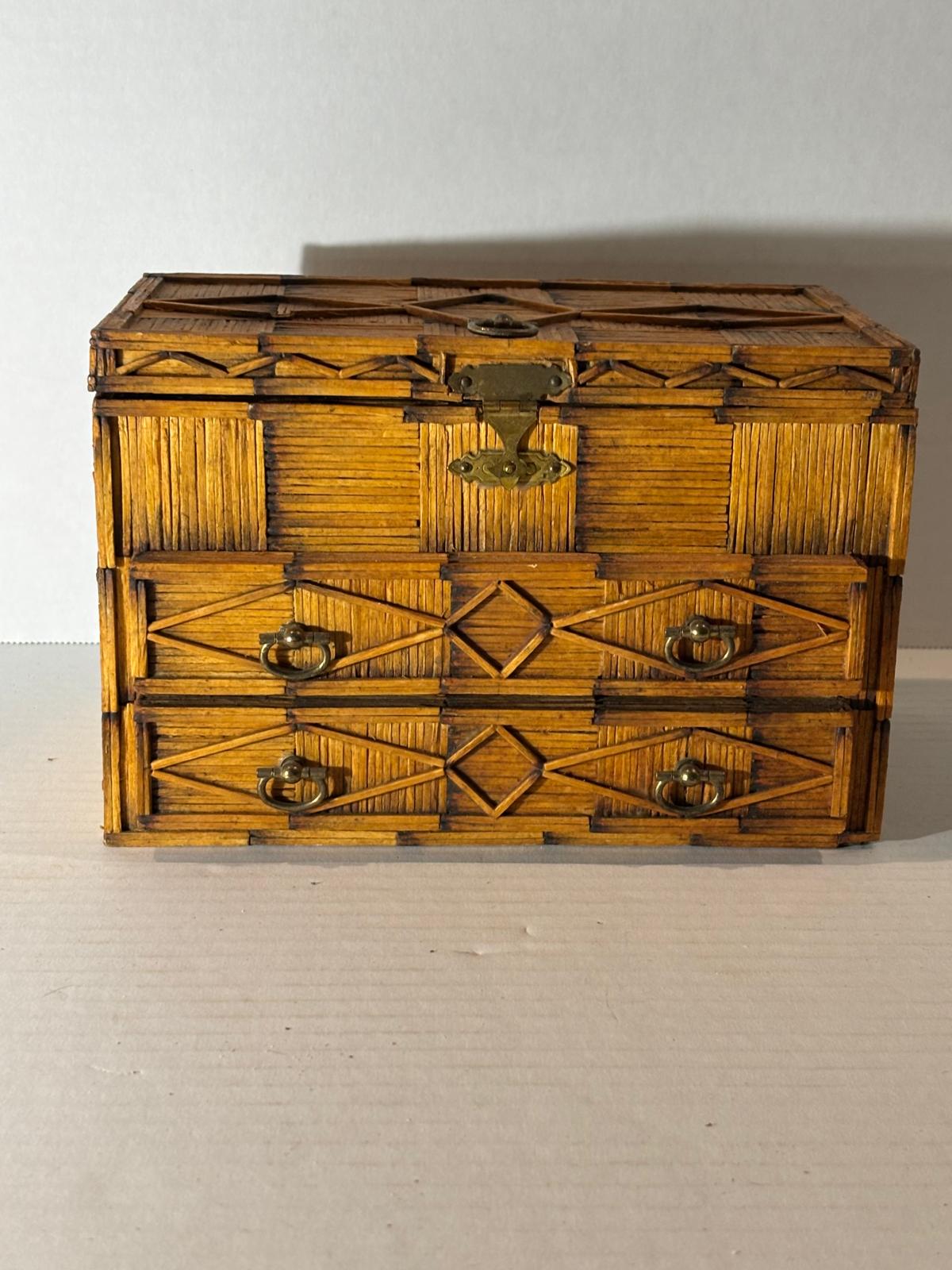 Folk Art Matchstick Jewelry Casket, circa 1930