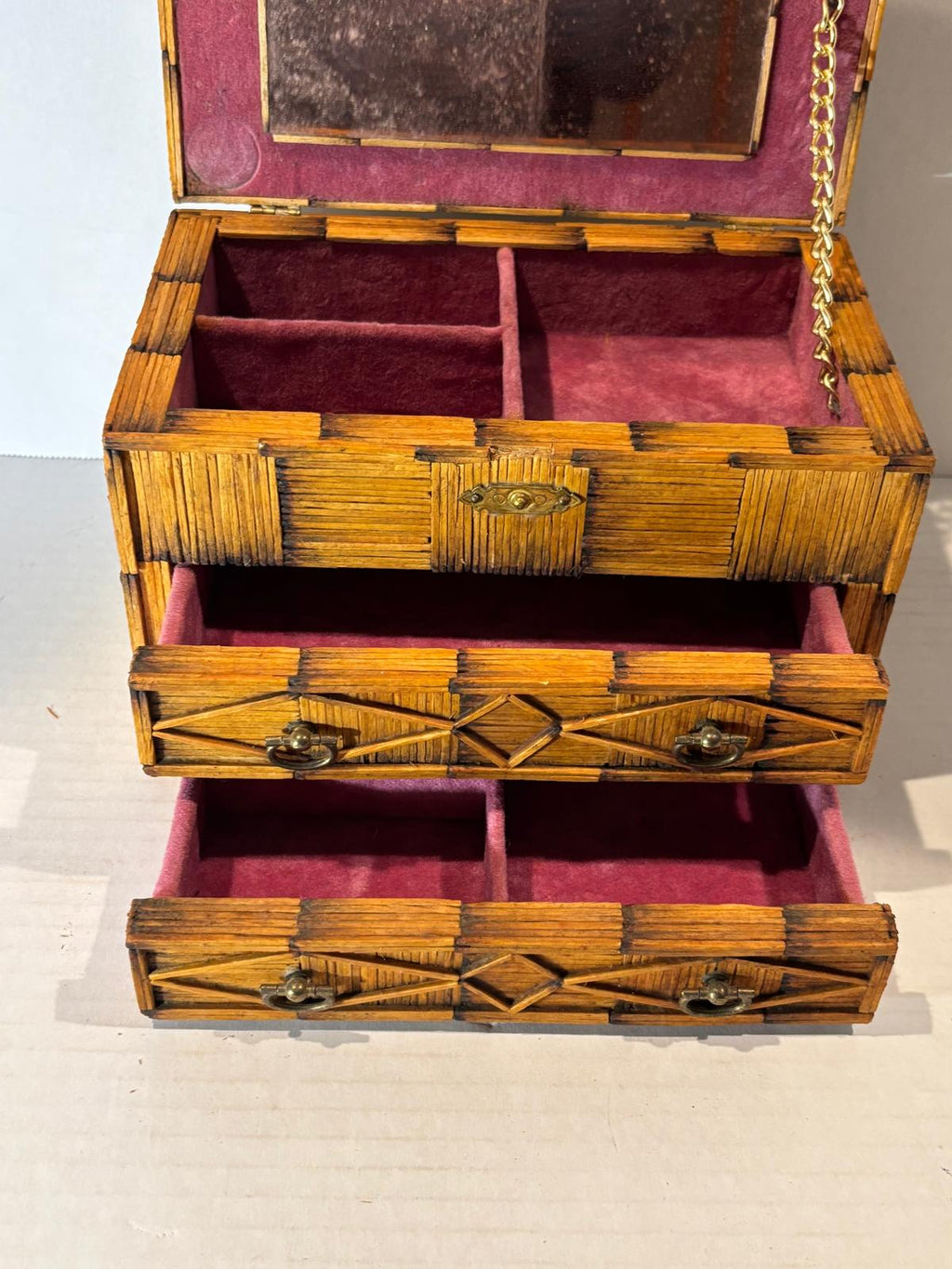 Folk Art Matchstick Jewelry Casket, circa 1930