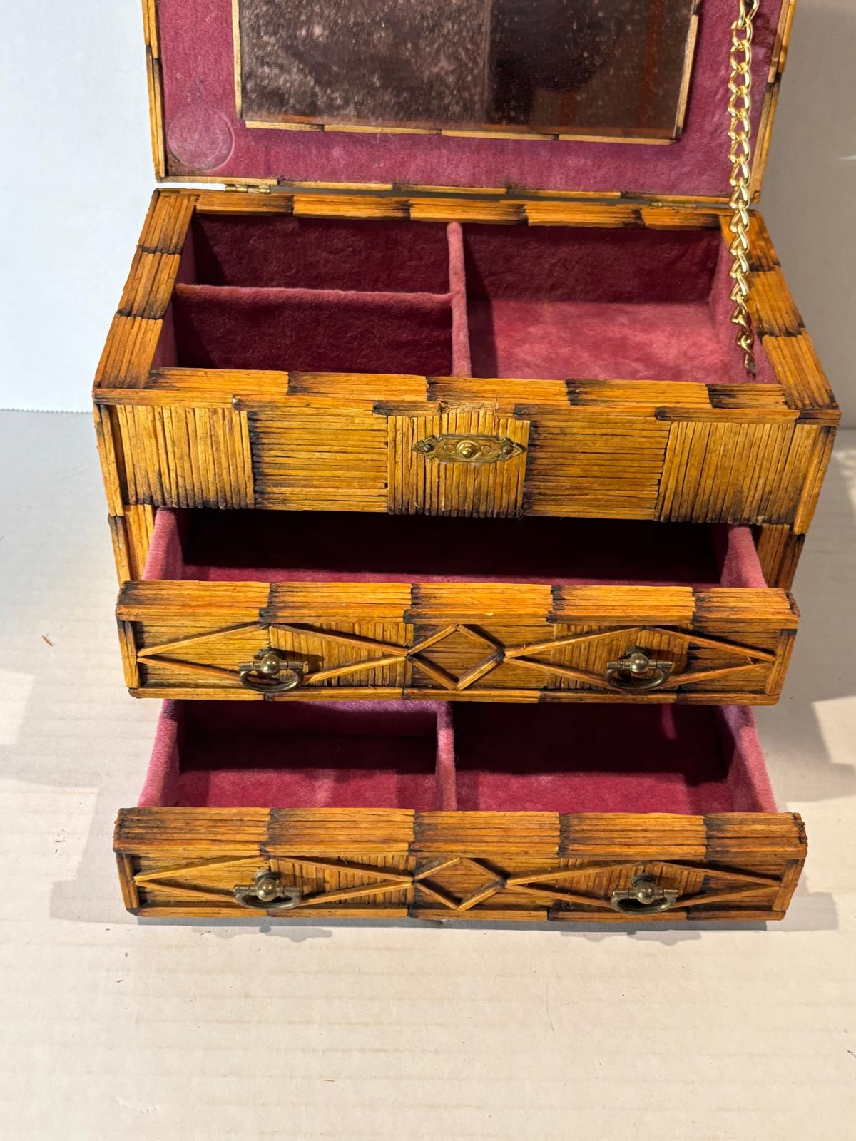 Folk Art Matchstick Jewelry Casket, circa 1930