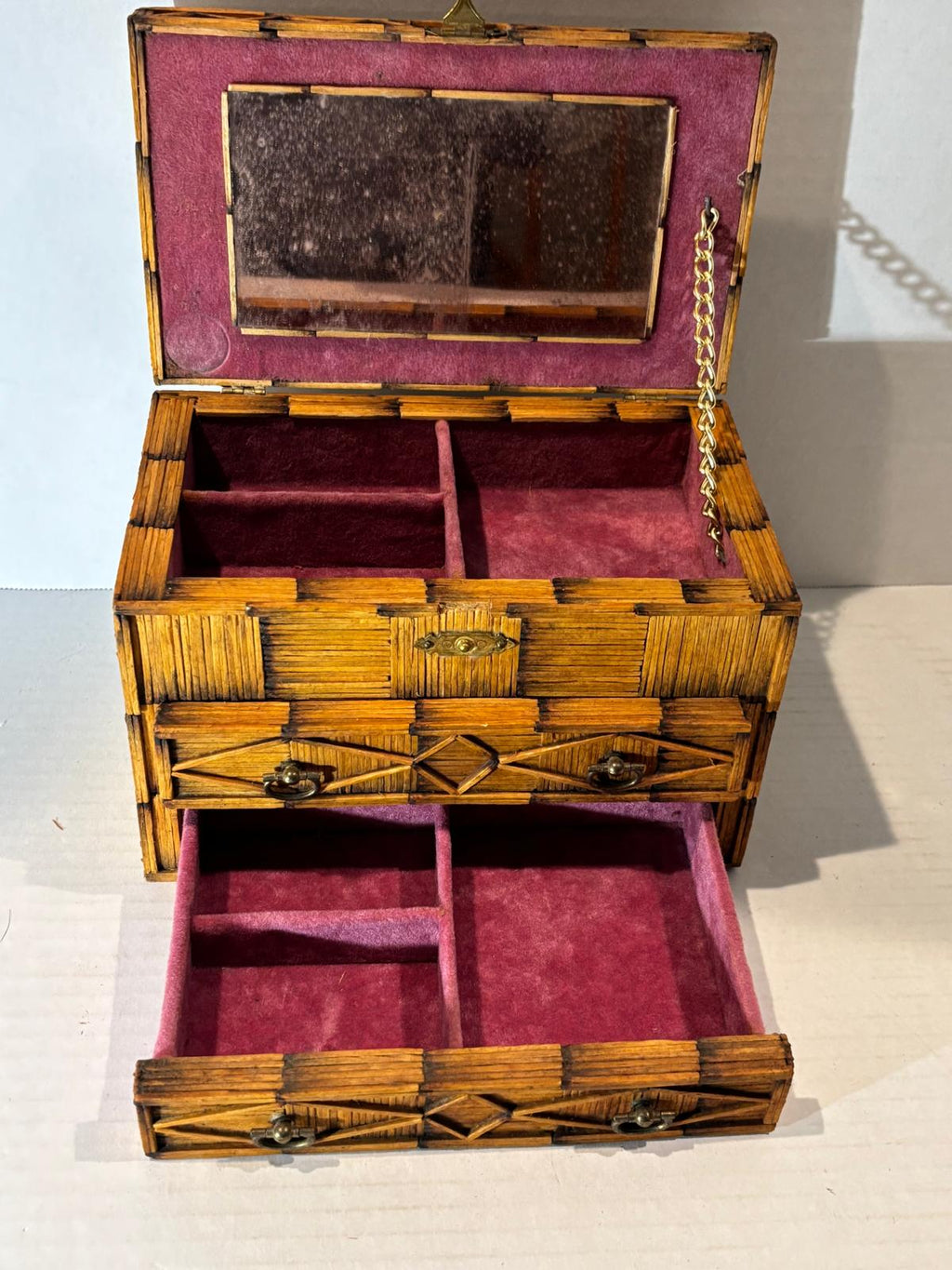 Folk Art Matchstick Jewelry Casket, circa 1930