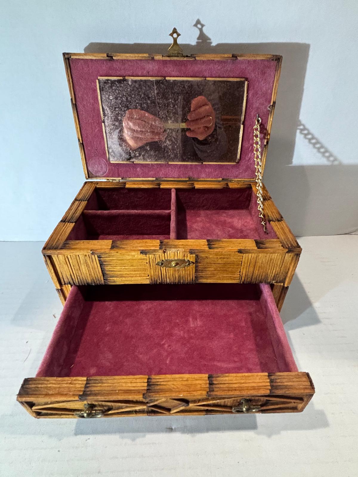 Folk Art Matchstick Jewelry Casket, circa 1930
