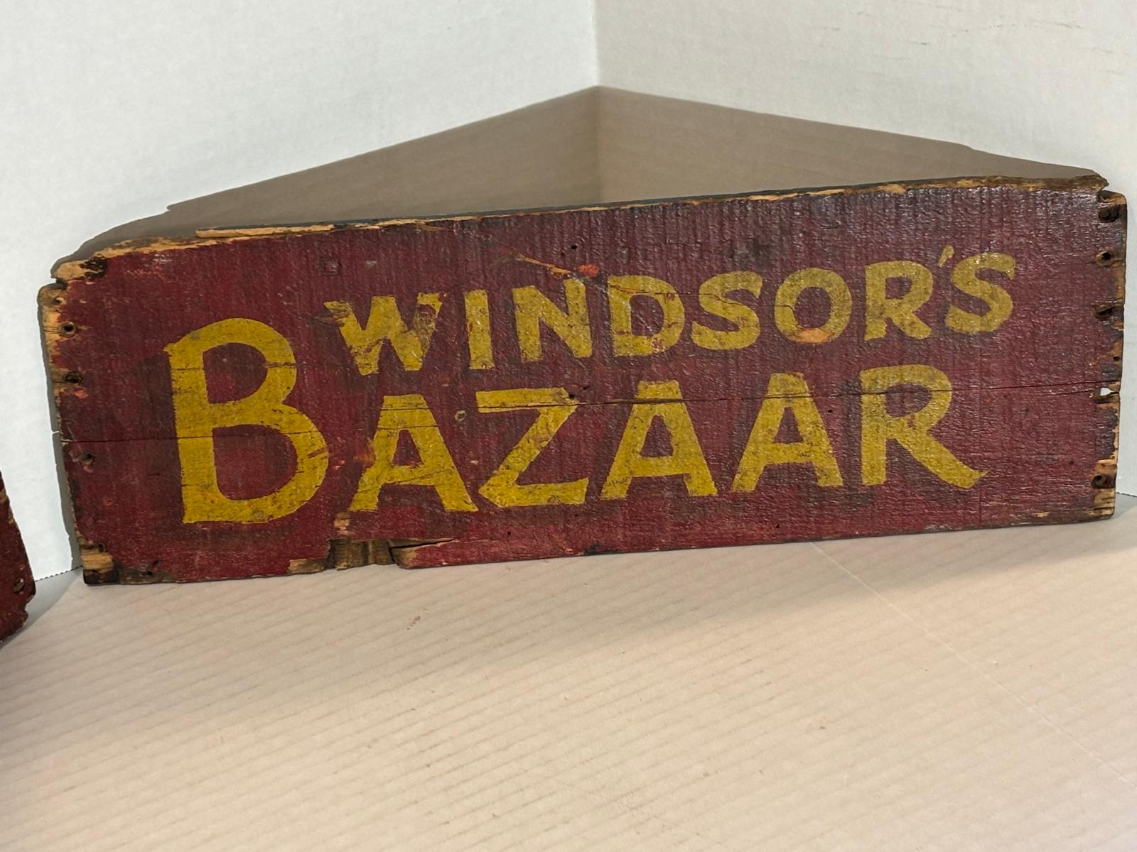 Double-Sided “Windsor’s Bazaar” Country Store Trade Sign American, circa 1890–1925