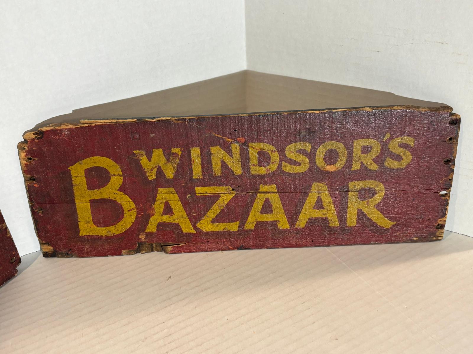 Double-Sided “Windsor’s Bazaar” Country Store Trade Sign American, circa 1890–1925