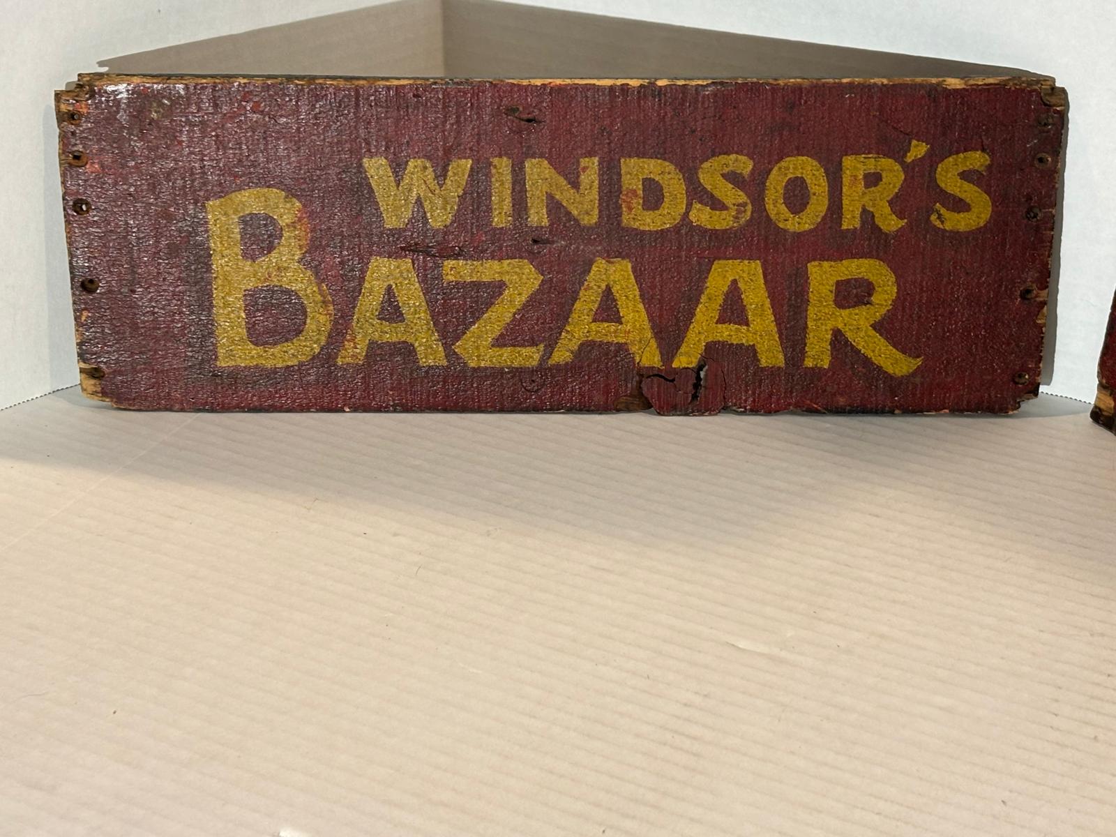Double-Sided “Windsor’s Bazaar” Country Store Trade Sign American, circa 1890–1925