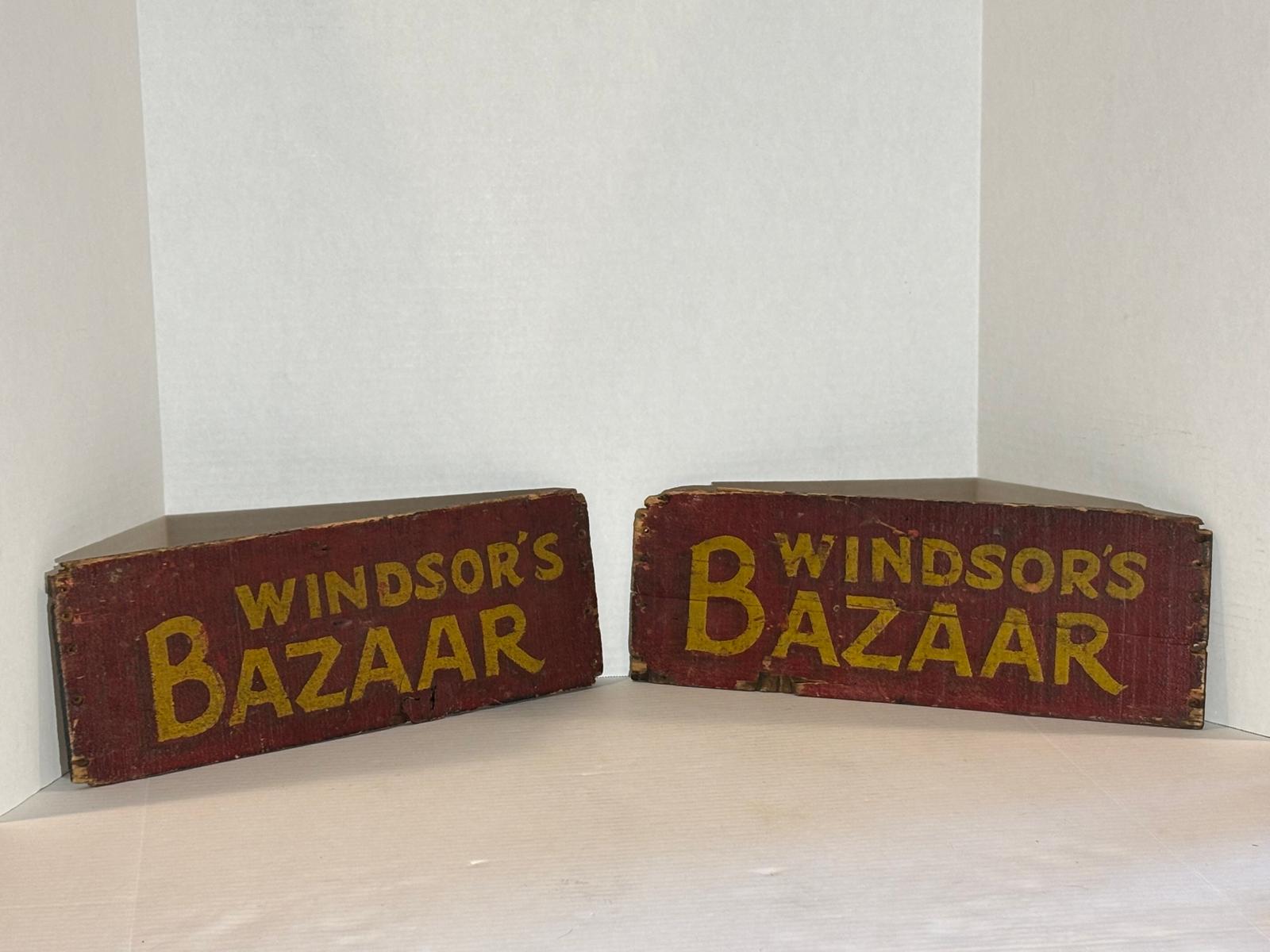 Double-Sided “Windsor’s Bazaar” Country Store Trade Sign American, circa 1890–1925
