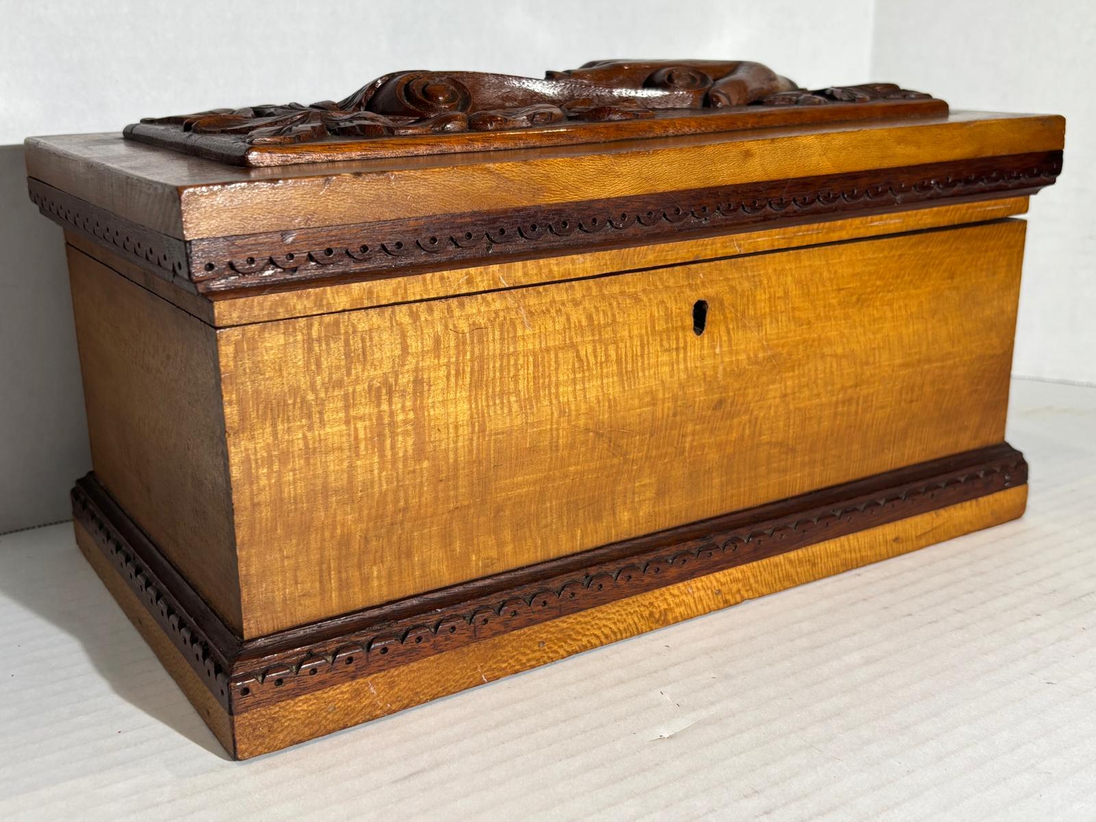 Cape Cod Maritime Folk Art Document Box with Clasped Hands Carving American, probably Cape Cod or Coastal New England, circa 1890–1910