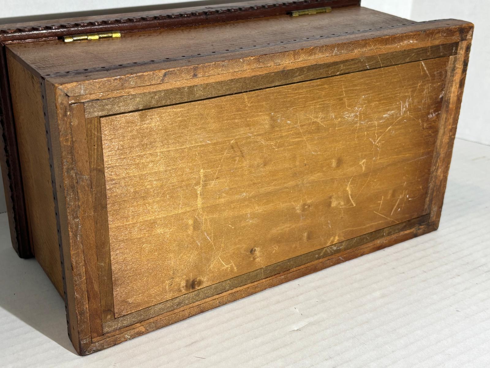 Cape Cod Maritime Folk Art Document Box with Clasped Hands Carving American, probably Cape Cod or Coastal New England, circa 1890–1910