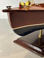 Vintage Mahogany Runabout Speedboat Model on Stand