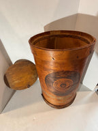 Early 20th century industrial advertising storage container for the National Grinding Wheel Co. of Tonawanda, New York.