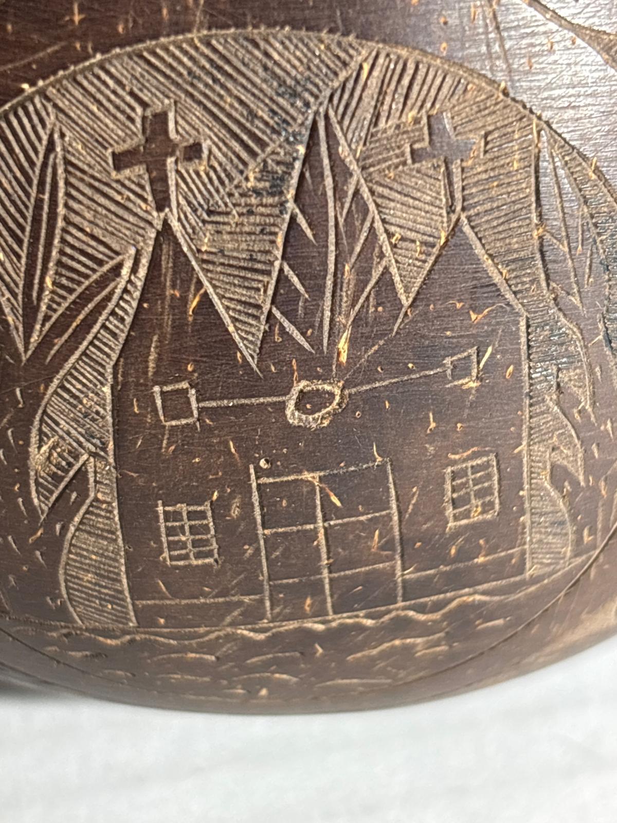Rare Sailor-Carved Coconut Shell Basket Santa Marta, Colombia — February 1938
