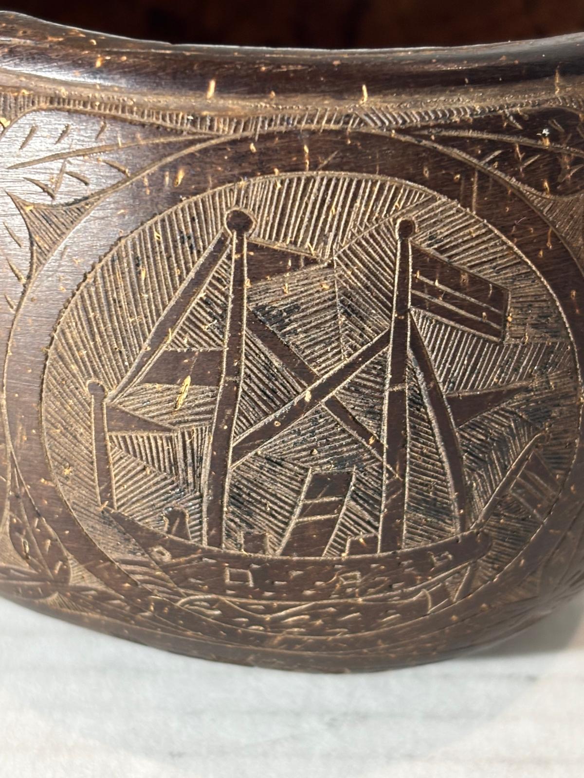 Rare Sailor-Carved Coconut Shell Basket Santa Marta, Colombia — February 1938