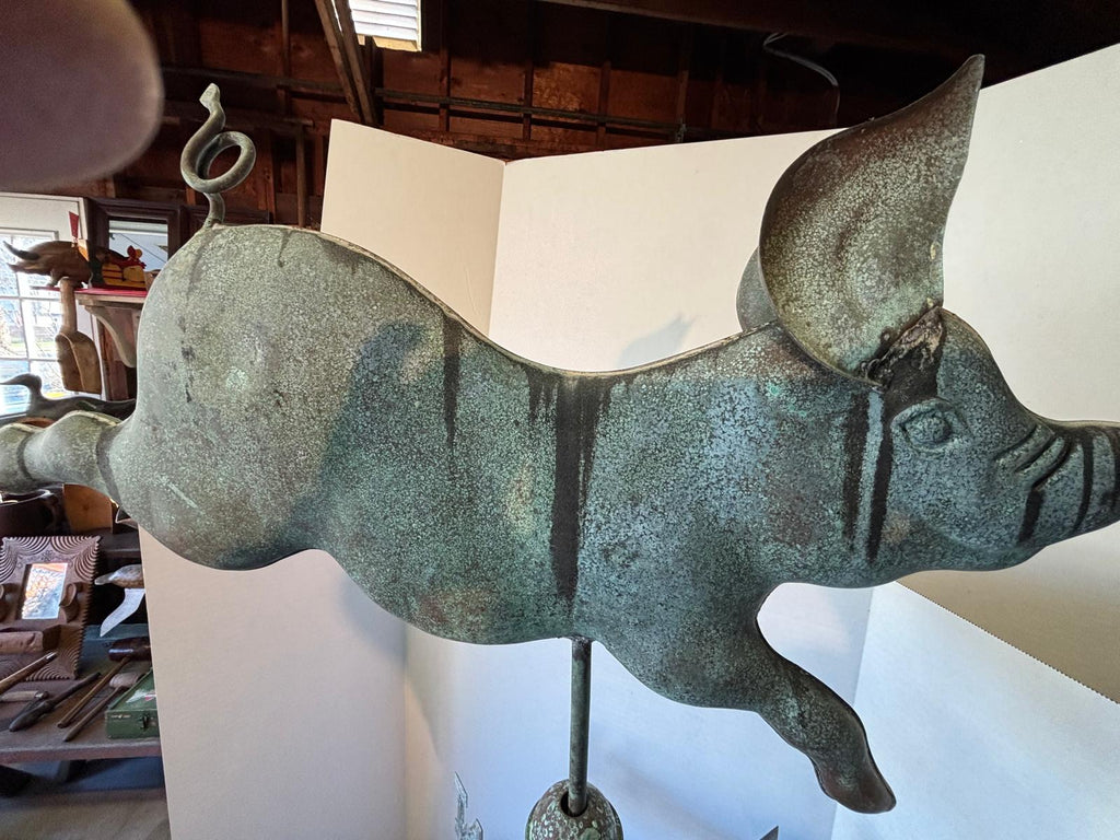 Full-Bodied Copper Flying Pig Weathervane New England, Circa 1920–1940