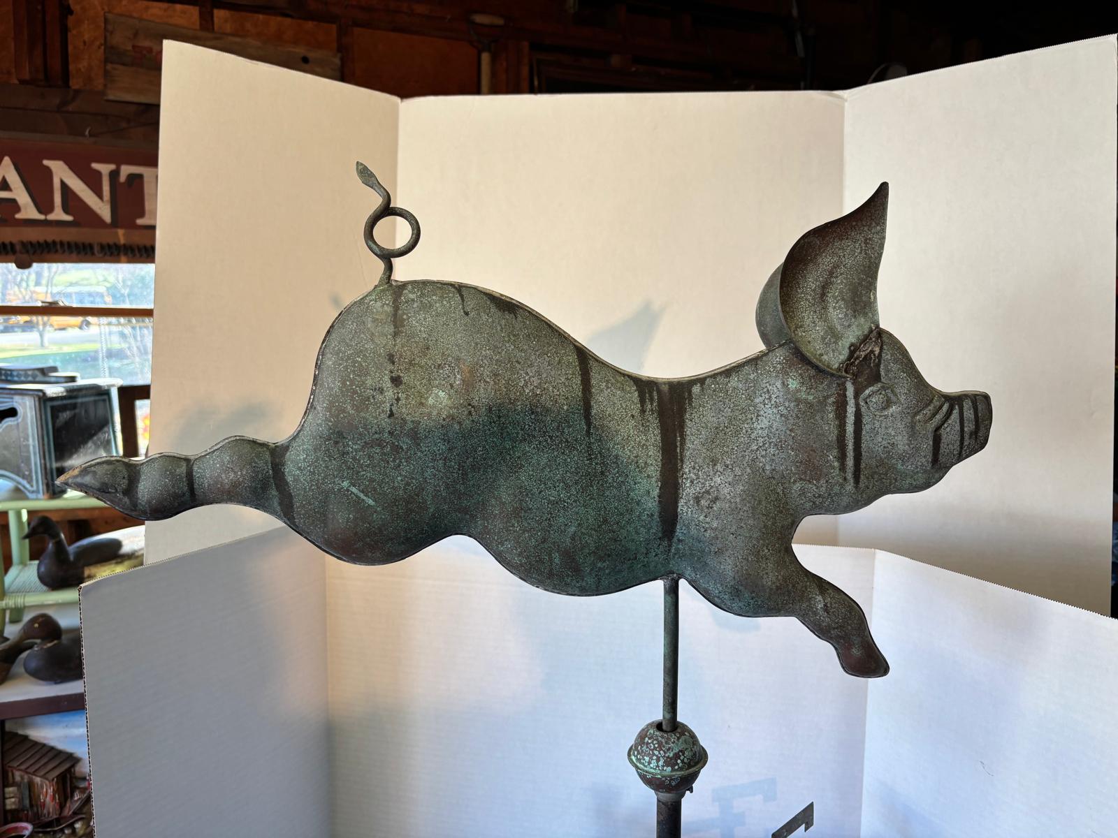 Full-Bodied Copper Flying Pig Weathervane New England, Circa 1920–1940