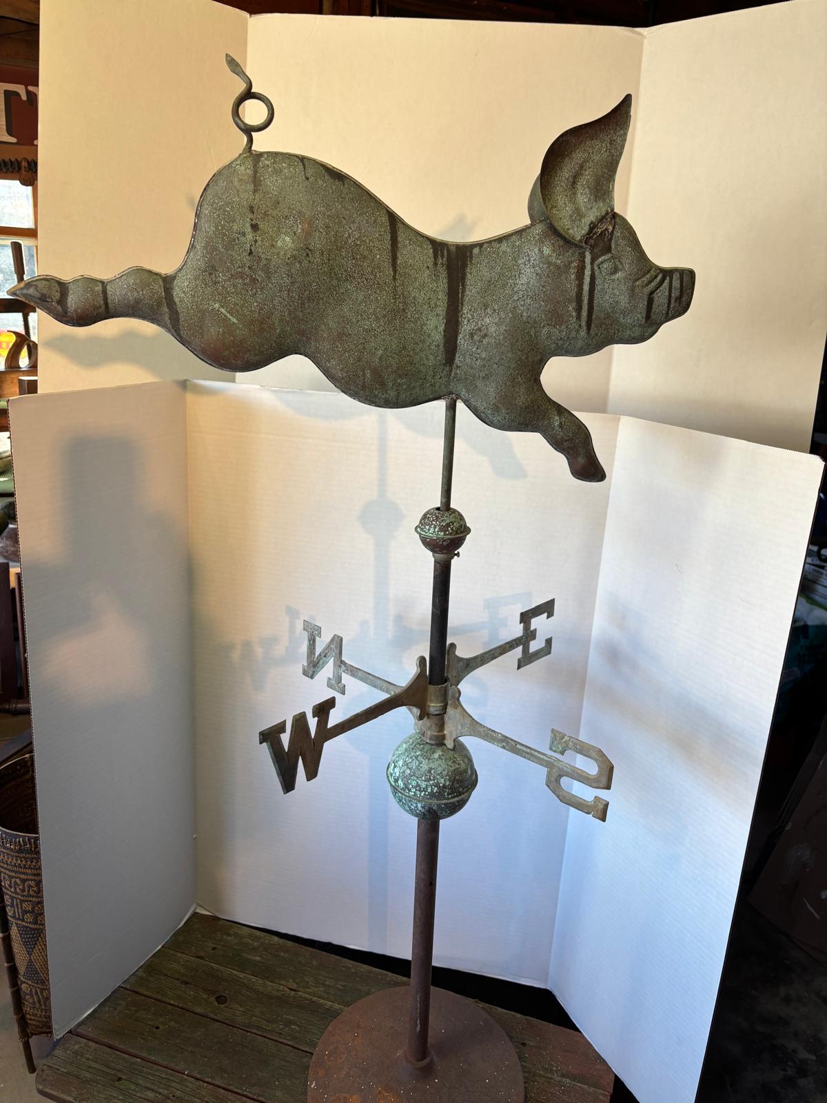 Full-Bodied Copper Flying Pig Weathervane New England, Circa 1920–1940