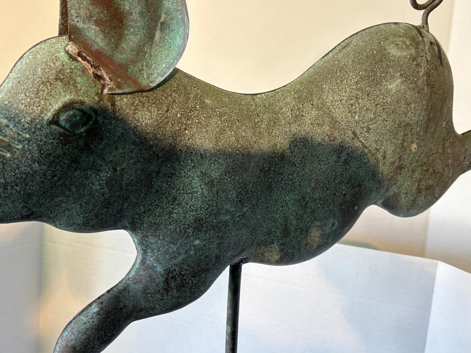 Full-Bodied Copper Flying Pig Weathervane New England, Circa 1920–1940