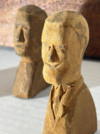 “GUESTS” Sign with Three Gentleman Carvings and Lady Bust American Folk Art, circa 1890–1940