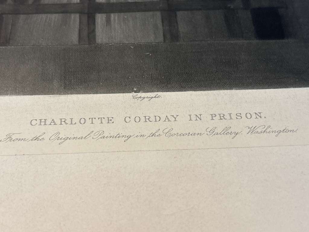 Charlotte Corday in Prison After C. L. Müller Published by Goupil & Cie Late 19th Century Mounted Photogravure