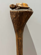 Carved Turtle Walking Stick with Mushroom Mark  American Folk Art, Mid-20th Century