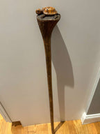 Carved Turtle Walking Stick with Mushroom Mark  American Folk Art, Mid-20th Century