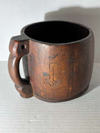 Large Scandinavian Folk Art Wooden Ale Tankard, Likely Norwegian, 18th/Early 19th Century