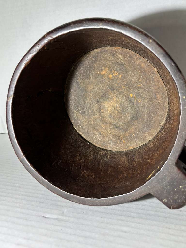 Large Scandinavian Folk Art Wooden Ale Tankard, Likely Norwegian, 18th/Early 19th Century
