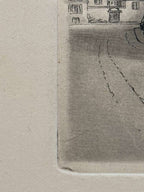 Victor Valery Lochelongue / Victor Valery (1870–1930) A Scholarly Pair of Monumental French Gothic & Parisian Architectural Etchings Including “Cathédrale de Reims” and “Paris – Le Pont de l’Archevêché” Circa 1905–1925