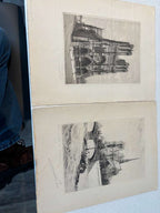 Victor Valery Lochelongue / Victor Valery (1870–1930) A Scholarly Pair of Monumental French Gothic & Parisian Architectural Etchings Including “Cathédrale de Reims” and “Paris – Le Pont de l’Archevêché” Circa 1905–1925