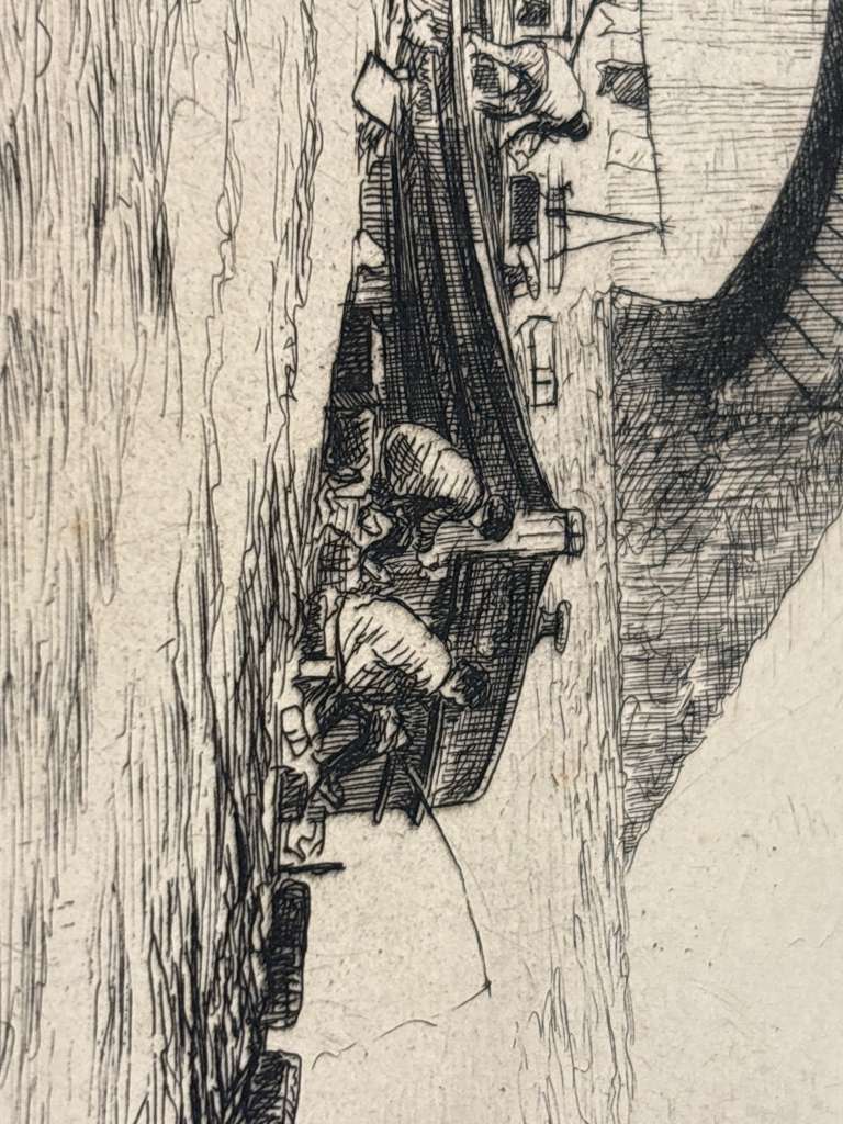 Victor Valery Lochelongue / Victor Valery (1870–1930) A Scholarly Pair of Monumental French Gothic & Parisian Architectural Etchings Including “Cathédrale de Reims” and “Paris – Le Pont de l’Archevêché” Circa 1905–1925