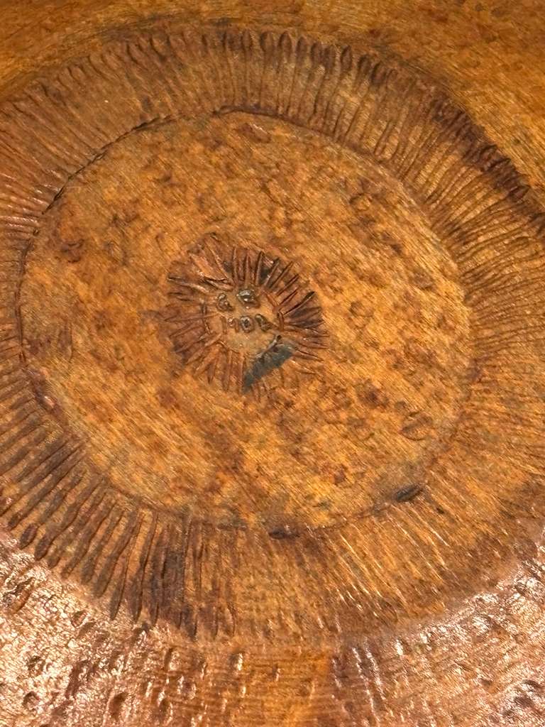 Dated American Folk Art Carved Treenware Nut Bowl, 1902