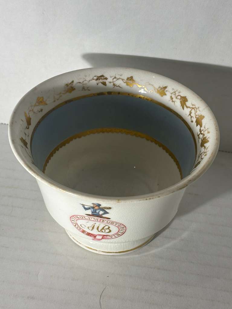 Large Late 18th Century Chinese Export Porcelain Tea Bowl with Warrior Device and Latin Motto Chinese Export Porcelain for the European Market, Circa 1785–1805