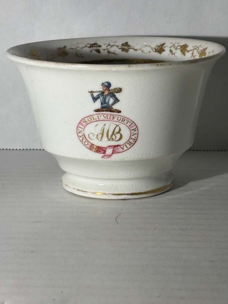 Large Late 18th Century Chinese Export Porcelain Tea Bowl with Warrior Device and Latin Motto Chinese Export Porcelain for the European Market, Circa 1785–1805