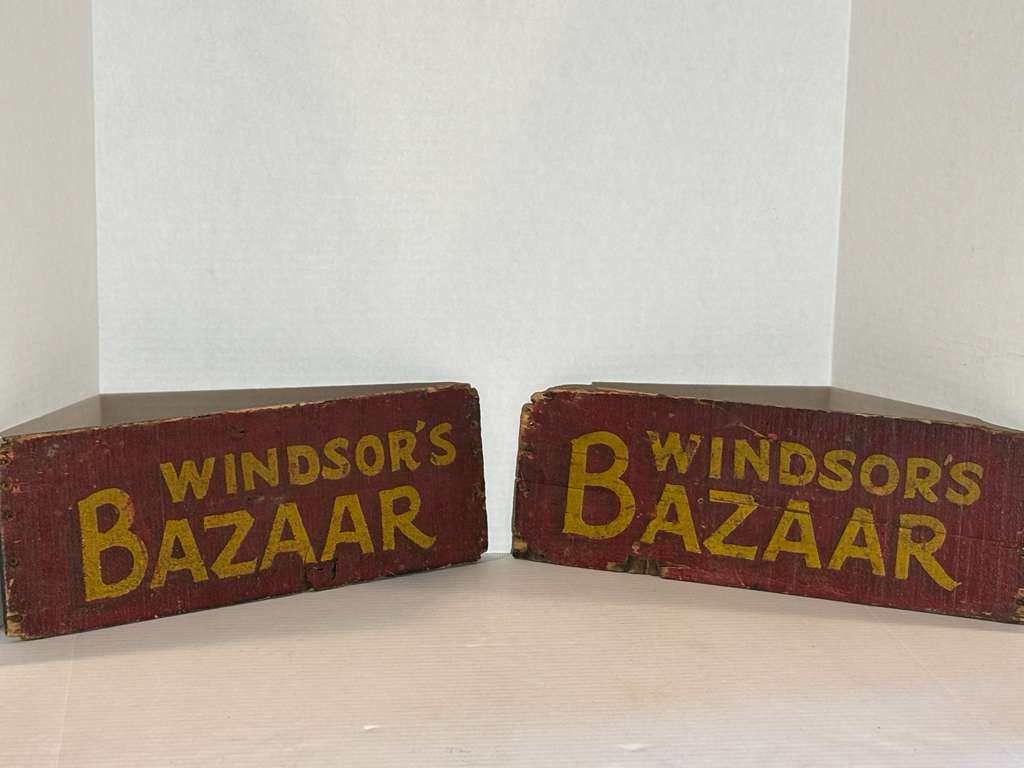 Double-Sided “Windsor’s Bazaar” Country Store Trade Sign American, circa 1890–1925