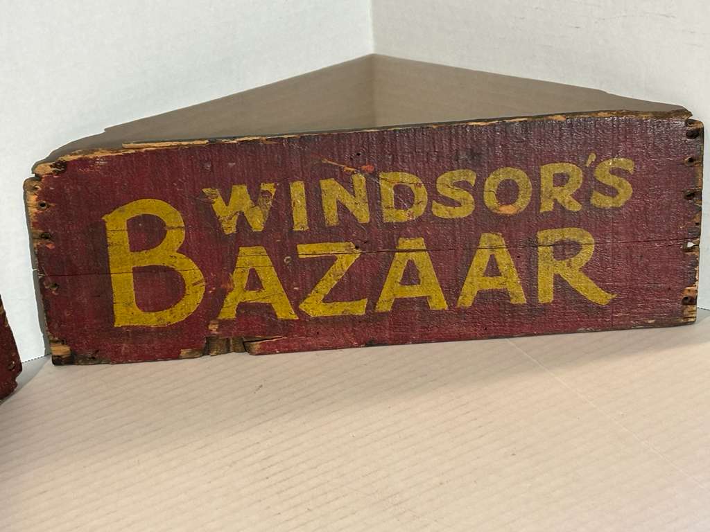 Double-Sided “Windsor’s Bazaar” Country Store Trade Sign American, circa 1890–1925