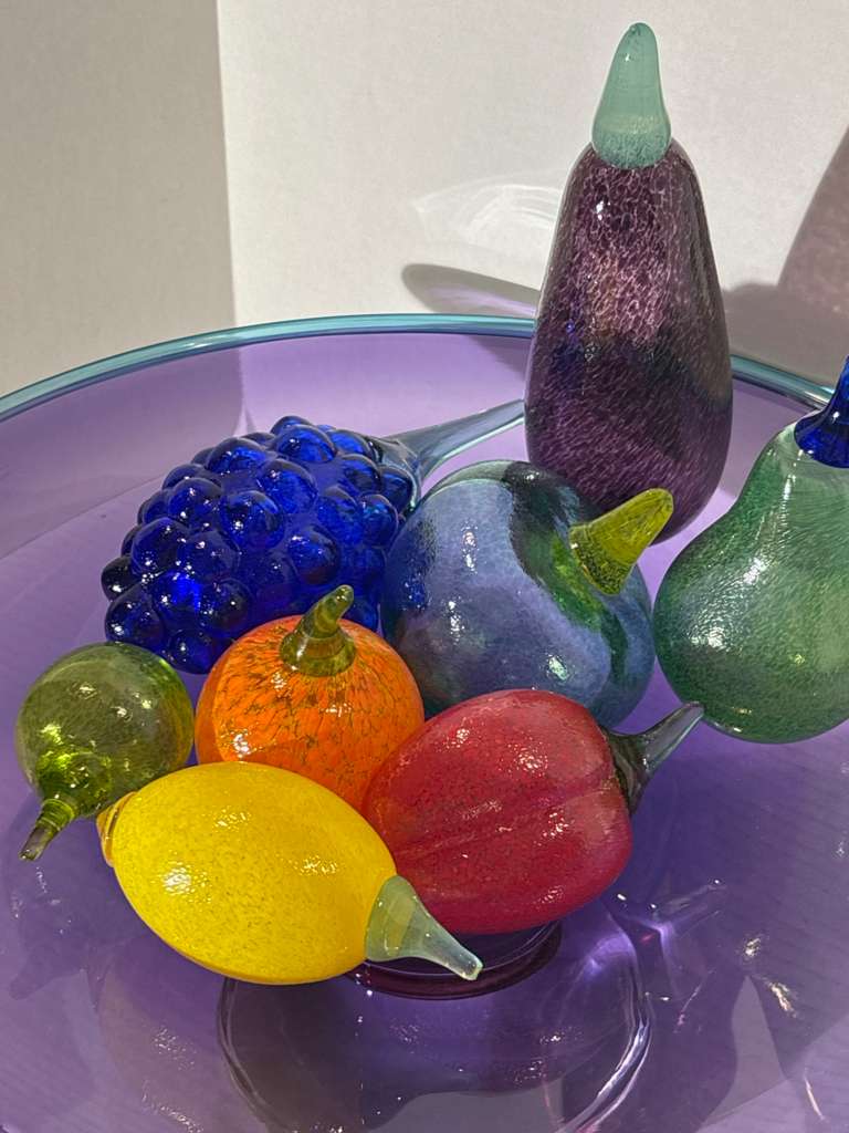 Monumental Young & Constantin Studio Glass Centerpiece with Gunnel Sahlin Art Glass Fruit