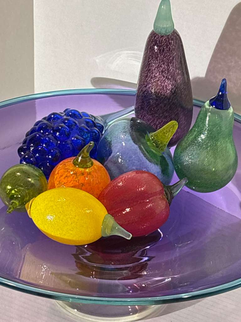 Monumental Young & Constantin Studio Glass Centerpiece with Gunnel Sahlin Art Glass Fruit