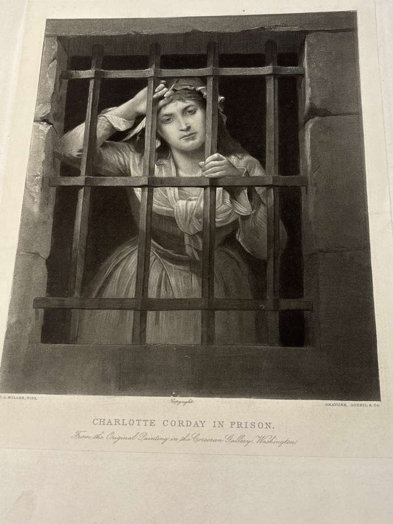 Charlotte Corday in Prison After C. L. Müller Published by Goupil & Cie Late 19th Century Mounted Photogravure