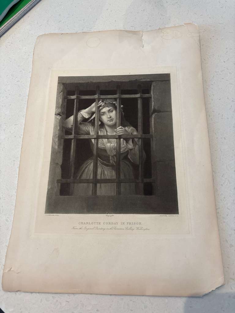 Charlotte Corday in Prison After C. L. Müller Published by Goupil & Cie Late 19th Century Mounted Photogravure