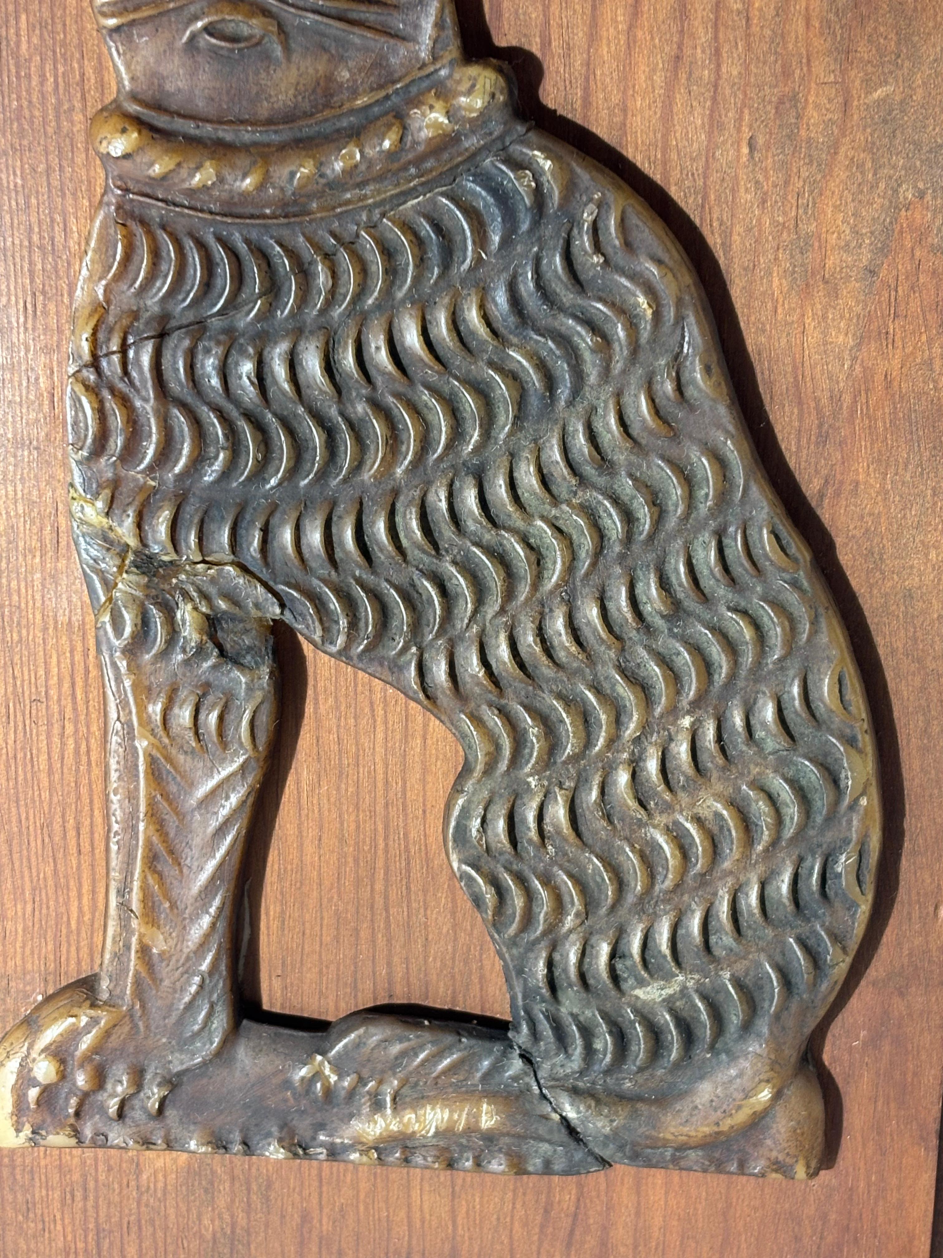 Exceptional Folk Art Black Beeswax Cat Wall Sculpture American or European, circa 1930–1945