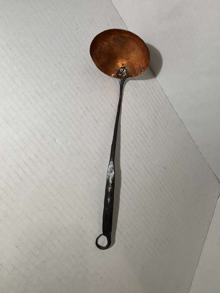 Late 18th / Early 19th Century Hand-Forged Copper and Wrought Iron Hearth Ladle